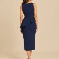 Avenue Wave-Peplum Midi Dress, back view