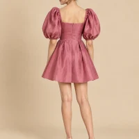 Briar Balloon-Sleeve Mini Dress, back view