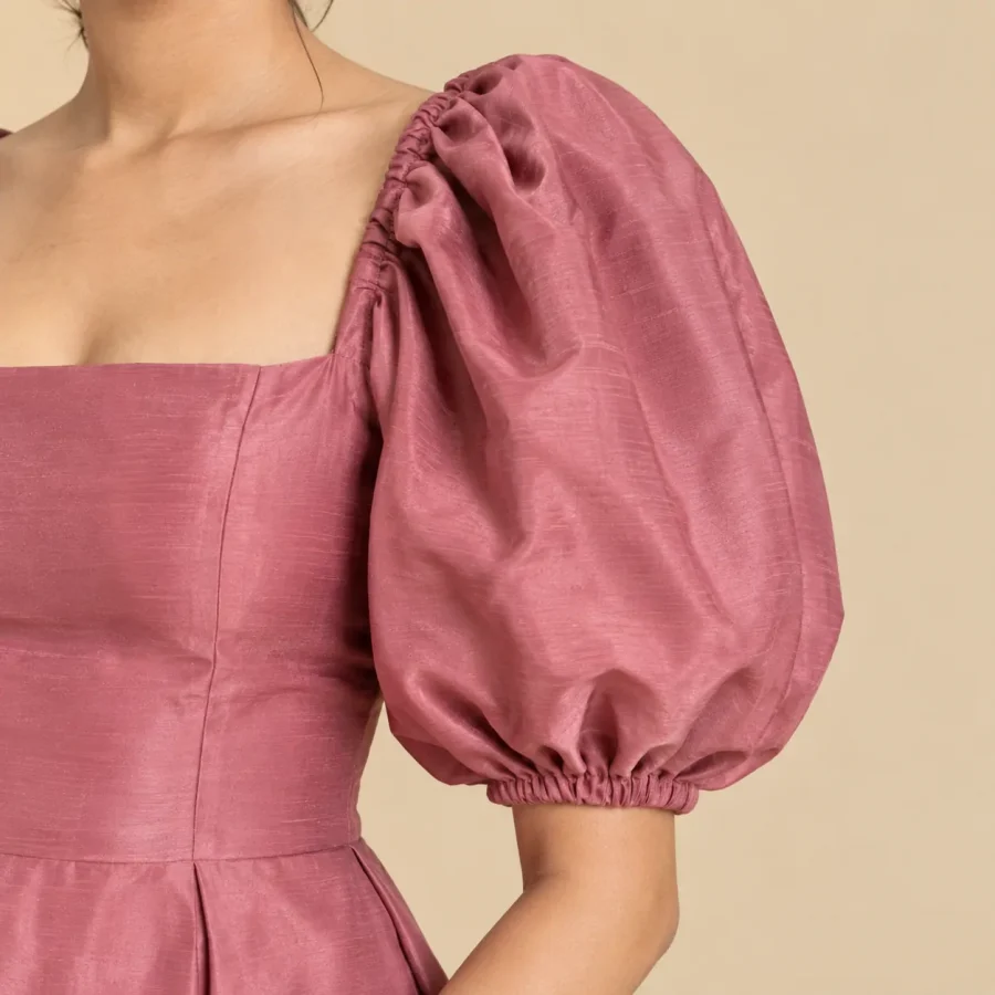 Briar Balloon-Sleeve Mini Dress, close-up of the detail