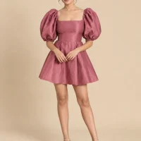 Briar Balloon-Sleeve Mini Dress, front view