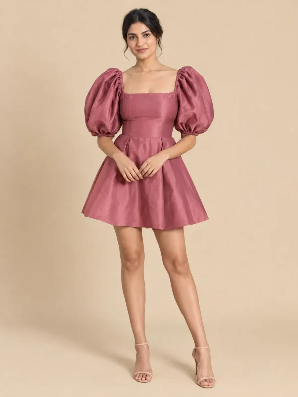 Briar Balloon-Sleeve Mini Dress, front view