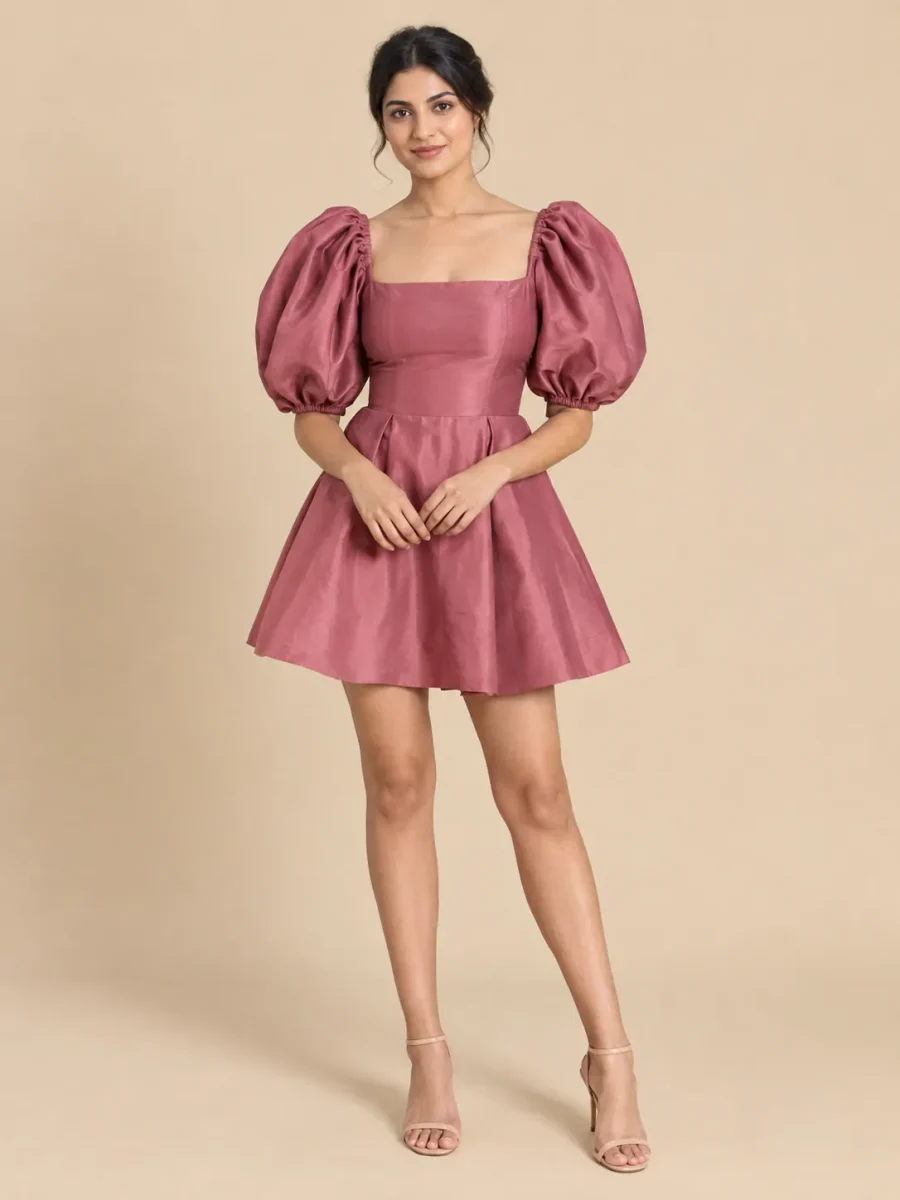 Briar Balloon-Sleeve Mini Dress, front view