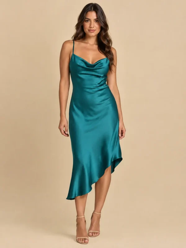 Cove Wave-Hem Midi Dress, front view