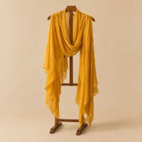 Crinkle Chiffon Wrap · Marigold, studio photo