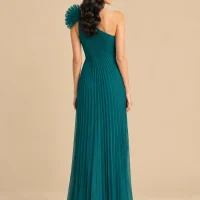 Current Pleated One-Shoulder Maxi Dress, back view