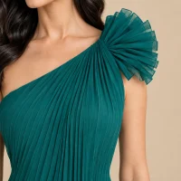 Current Pleated One-Shoulder Maxi Dress, close-up of the detail