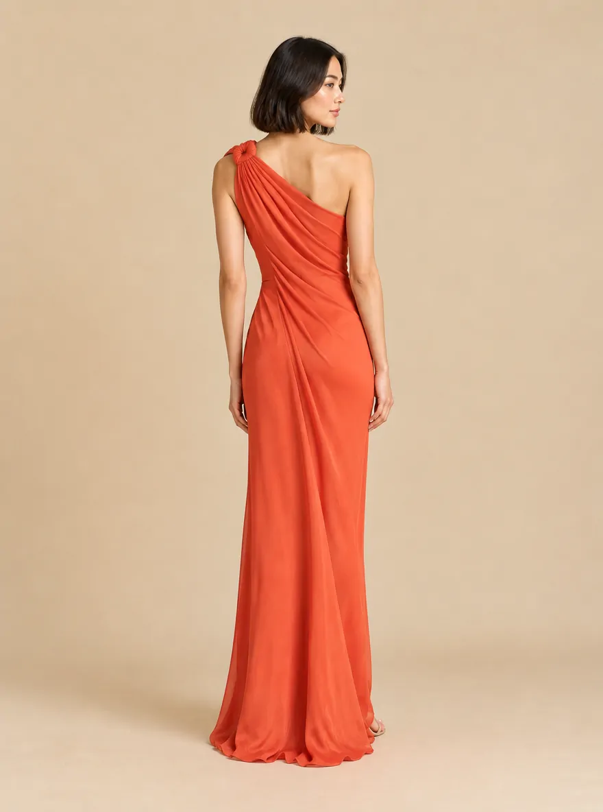 Driftwood Knot-Shoulder Maxi Dress, back view