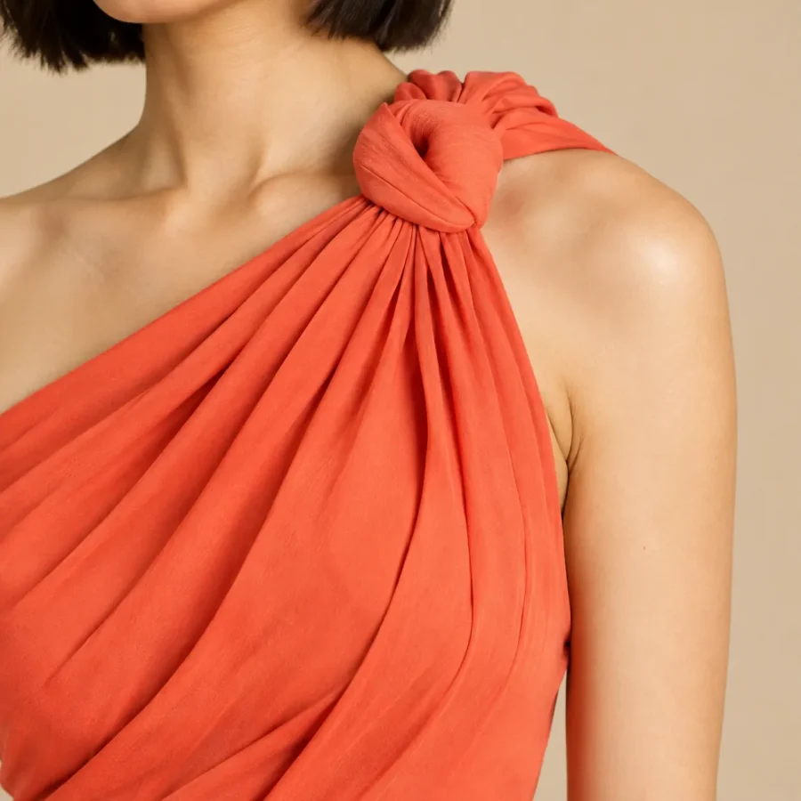 Driftwood Knot-Shoulder Maxi Dress, close-up of the detail