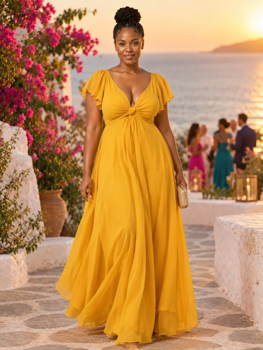 Dune Twist-Front Maxi Dress, worn at a wedding