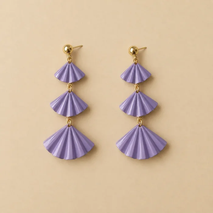 Fan Cascade Earrings · Wisteria, studio photo