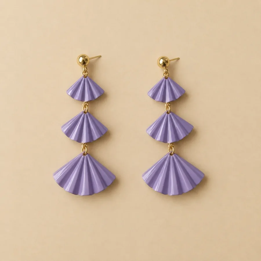 Fan Cascade Earrings · Wisteria, studio photo