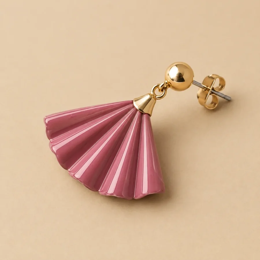 Fan Drop Earrings · Rosewood, close-up of the detail