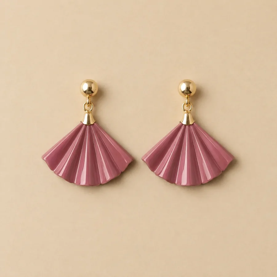 Fan Drop Earrings · Rosewood, studio photo