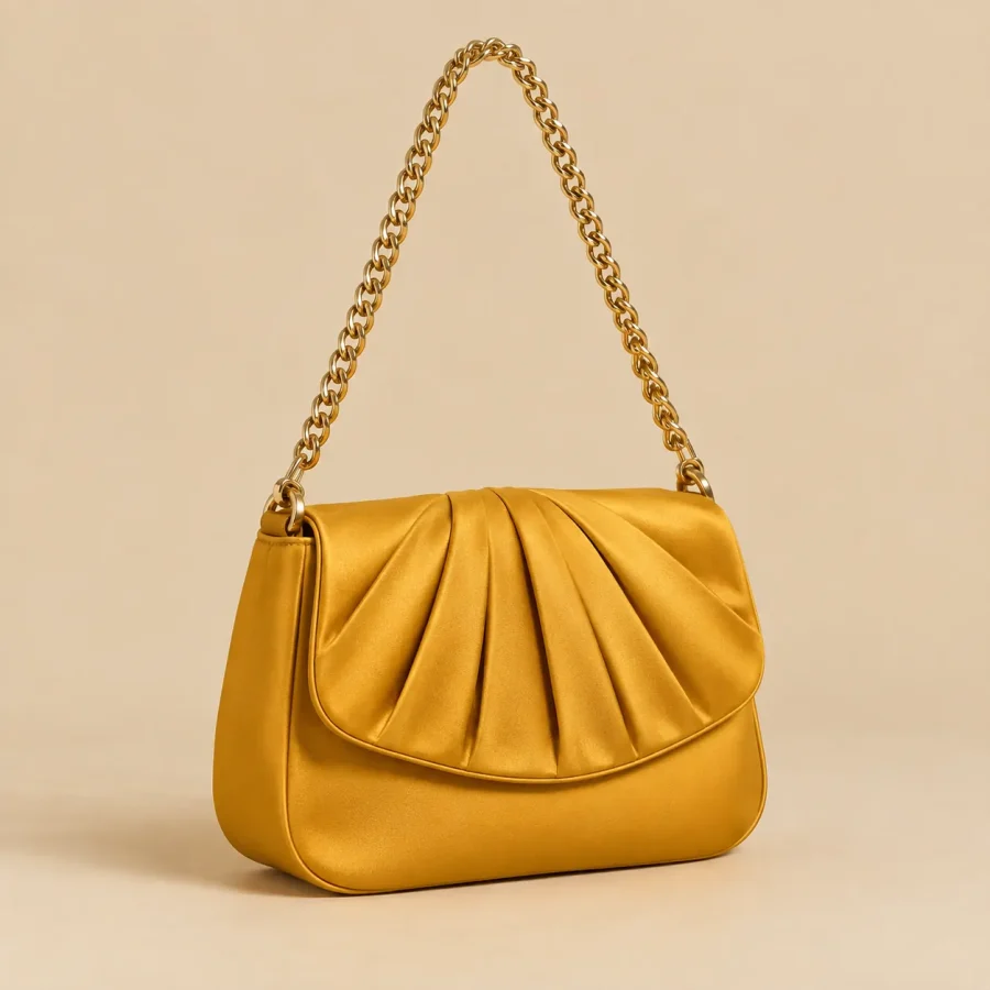 Fan Fold Chain Bag · Marigold, studio photo