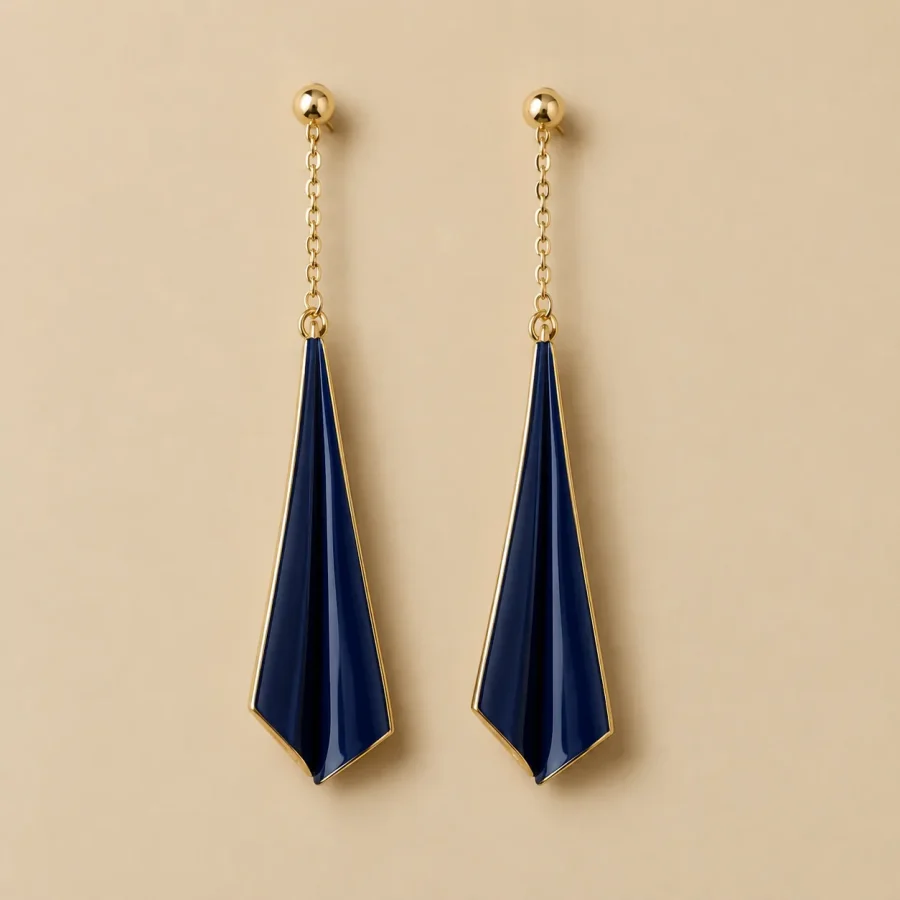 Fold Drop Earrings · Midnight, studio photo