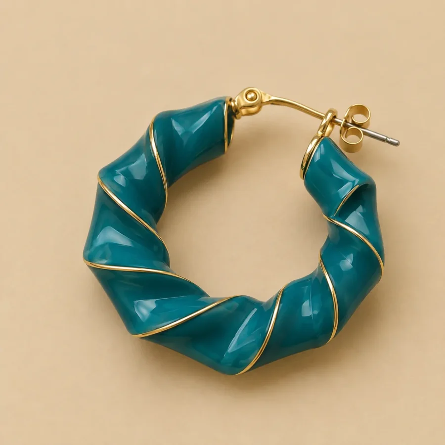 Fold Hoop Earrings · Lagoon, close-up of the detail