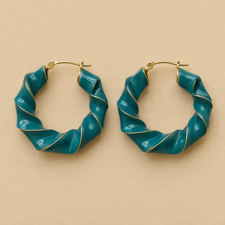 Fold Hoop Earrings · Lagoon, studio photo