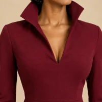 Gallery Sculpted-Collar Midi Dress, close-up of the detail