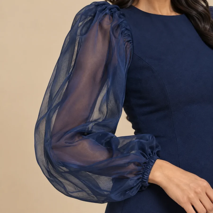 Lantern Puff-Sleeve Mini Dress, close-up of the detail