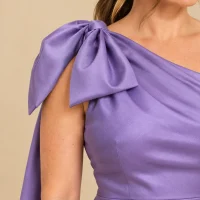 Lilac Bow-Shoulder Midi Dress, close-up of the detail