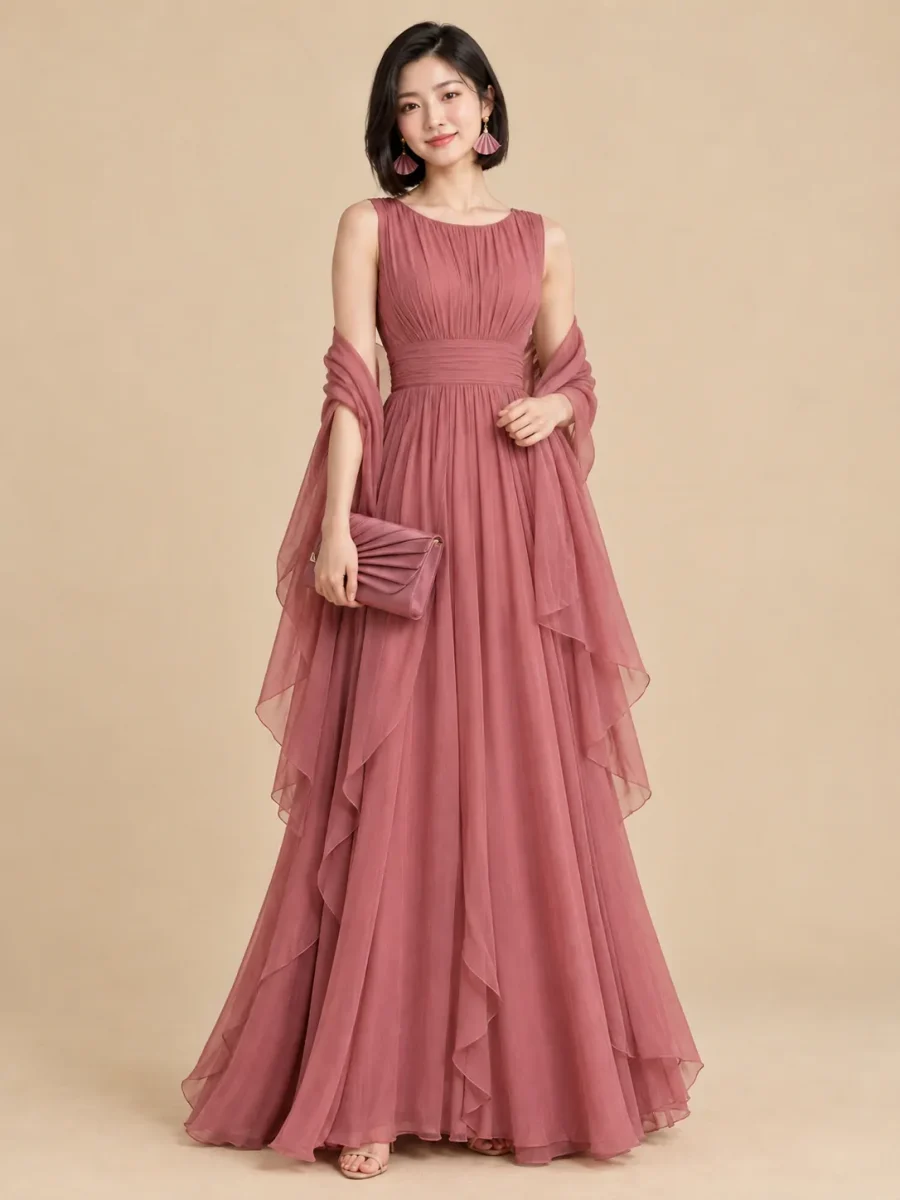 The full Rosewood look: dress, earrings, wrap and bag