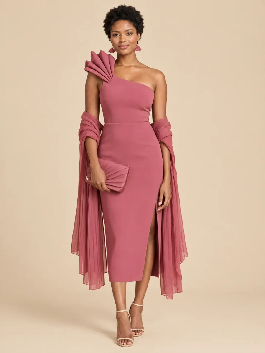 The full Rosewood look: dress, earrings, wrap and bag