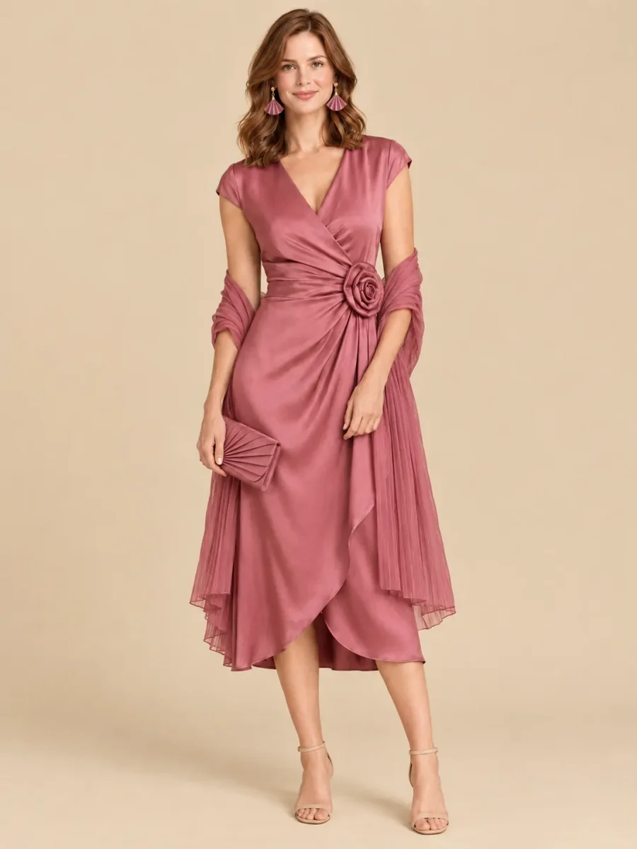 The full Rosewood look: dress, earrings, wrap and bag