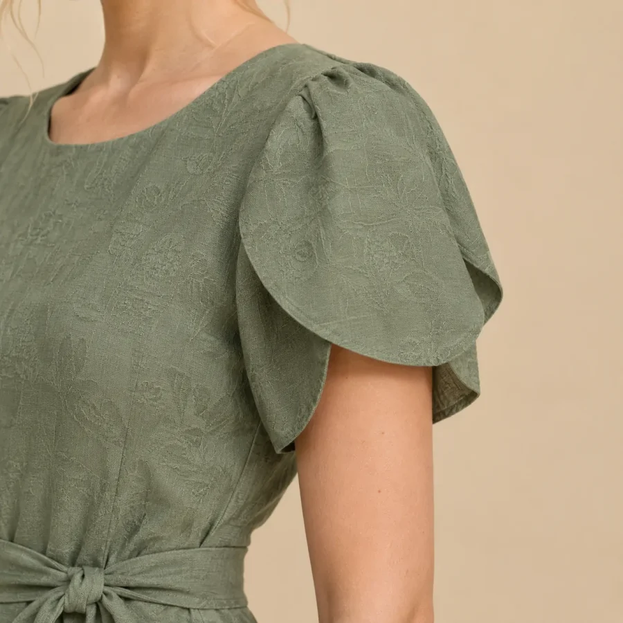 Meadow Tulip-Sleeve Midi Dress, close-up of the detail