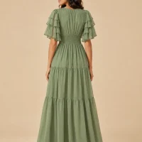 Orchard Tiered-Sleeve Maxi Dress, back view