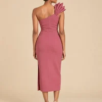 Peony Fan-Shoulder Midi Dress, back view