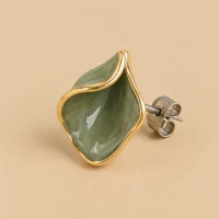 Petal Fold Studs · Sage, close-up of the detail