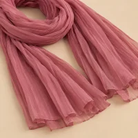 Pleated Chiffon Stole · Rosewood, close-up of the detail