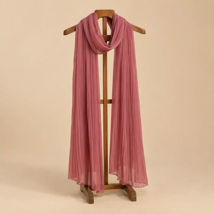 Pleated Chiffon Stole · Rosewood, studio photo