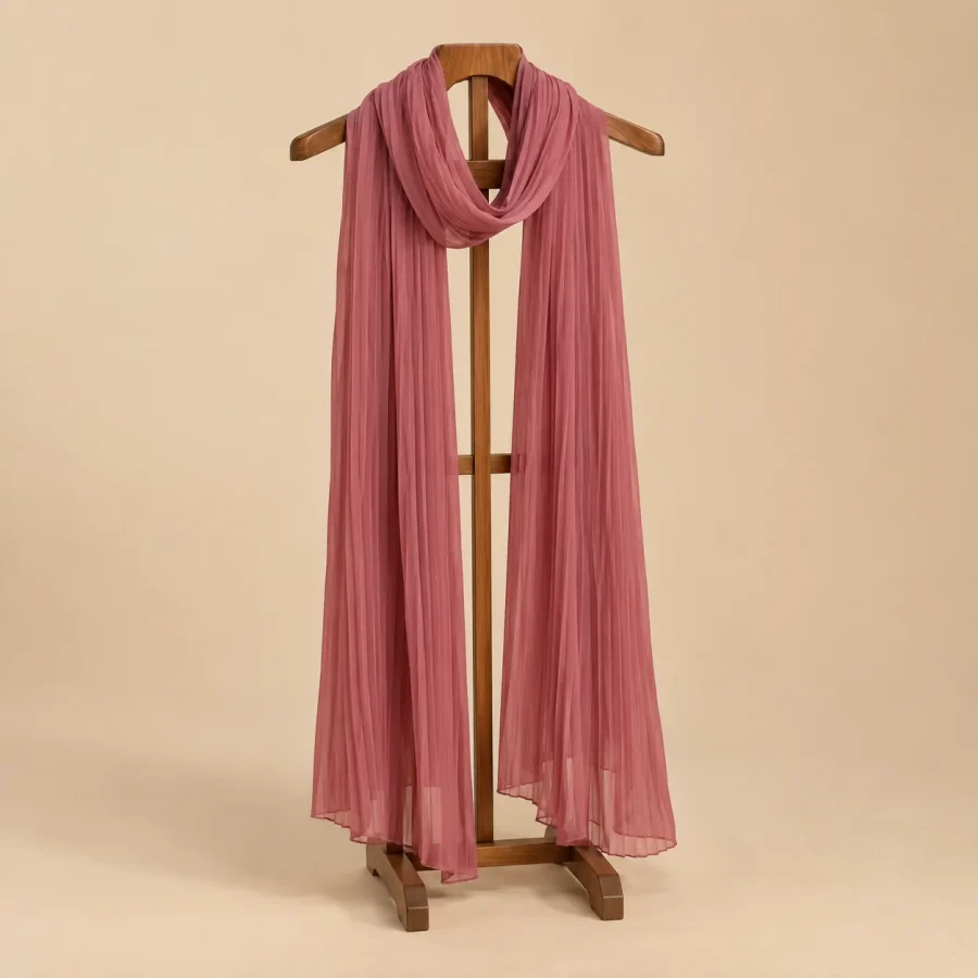 Pleated Chiffon Stole · Rosewood, studio photo