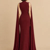 Registry Cape Column Maxi Dress, back view