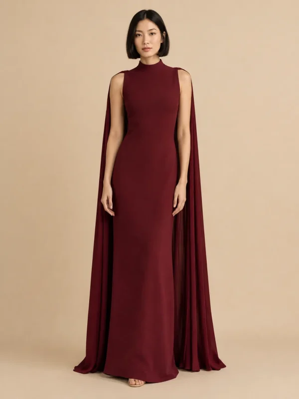 Registry Cape Column Maxi Dress, front view