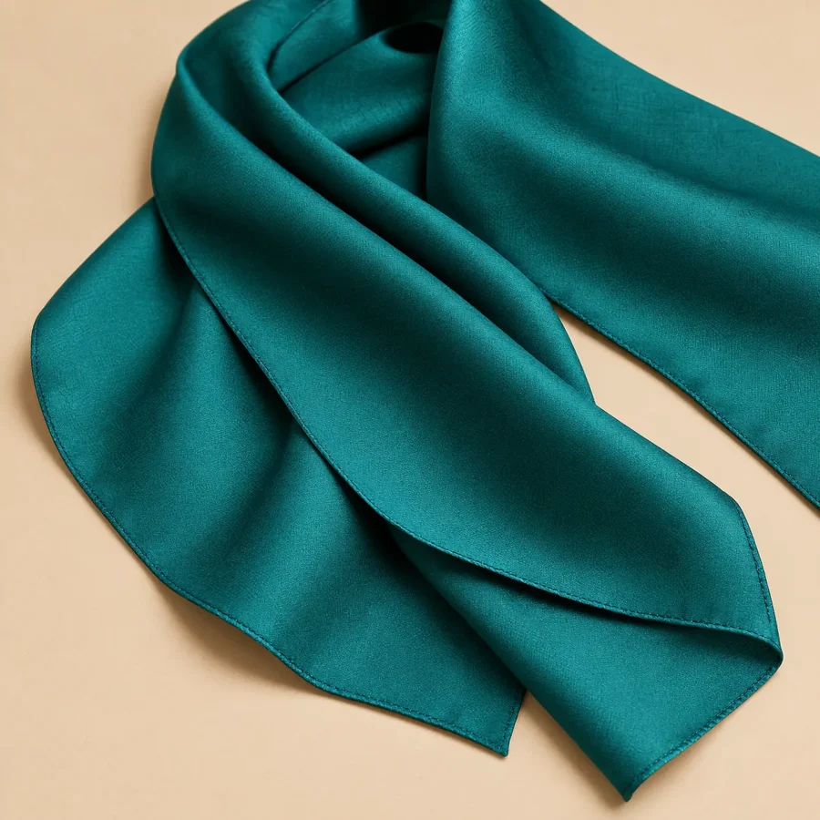Satin Fold Stole · Lagoon, close-up of the detail