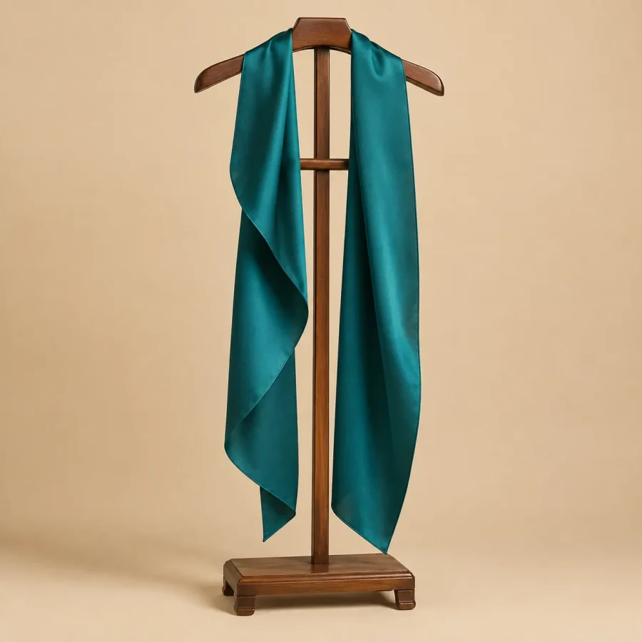 Satin Fold Stole · Lagoon, studio photo