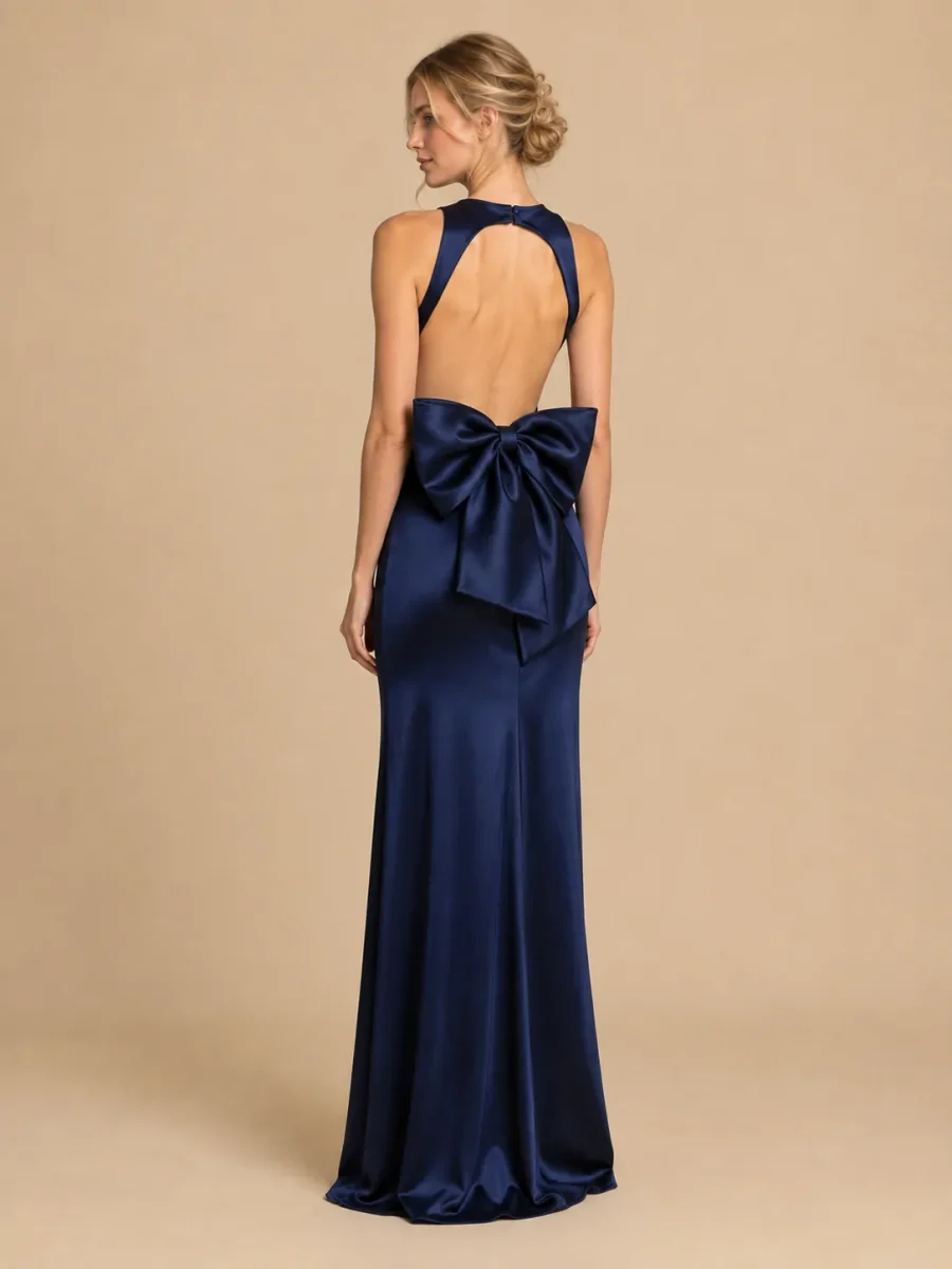 Skyline Bow-Back Maxi Dress, back view