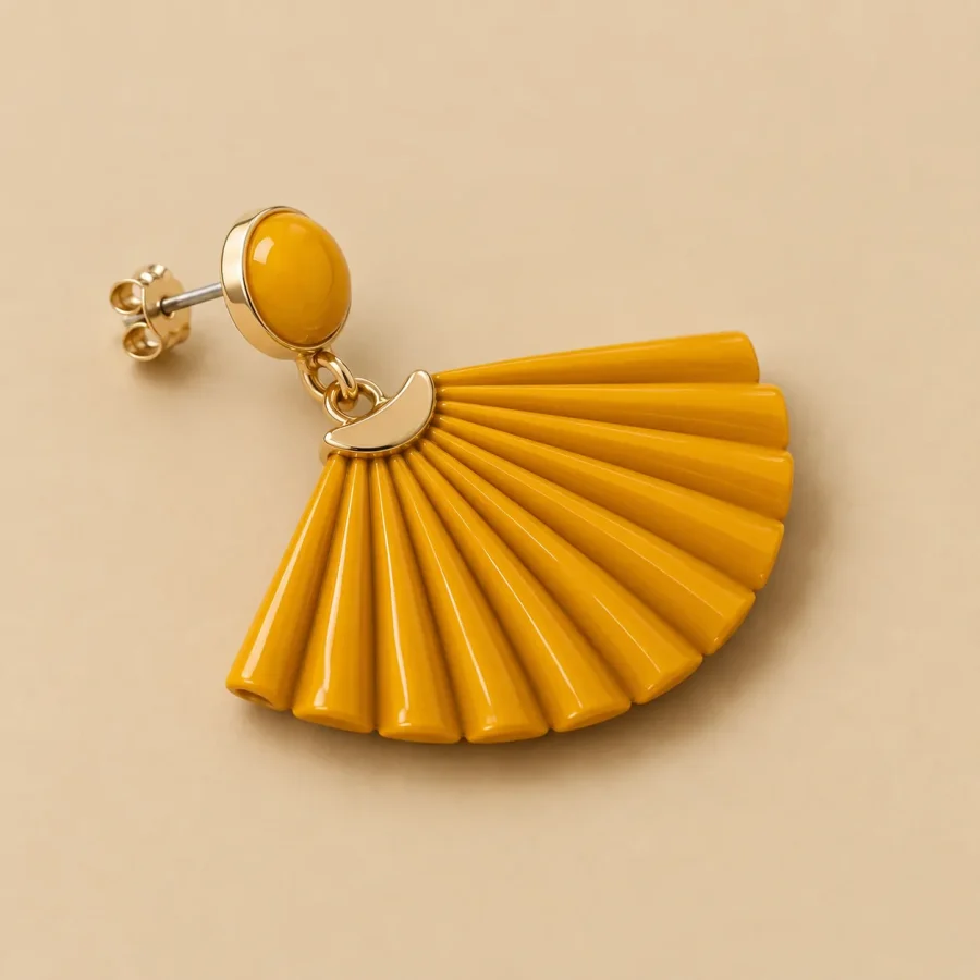 Sunray Fan Earrings · Marigold, close-up of the detail