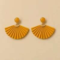 Sunray Fan Earrings · Marigold, studio photo