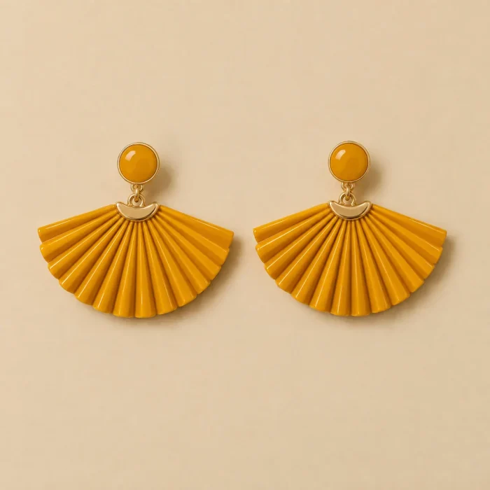 Sunray Fan Earrings · Marigold, studio photo