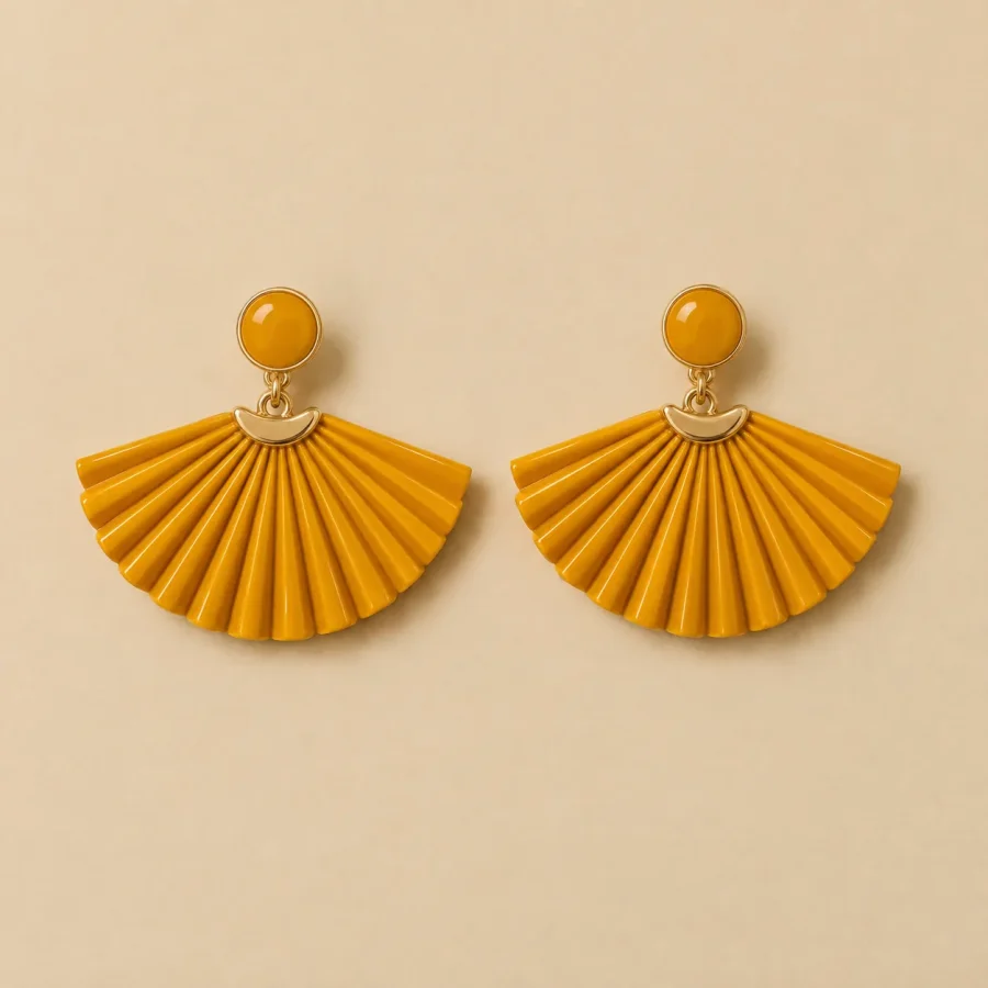 Sunray Fan Earrings · Marigold, studio photo