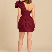 Terrace Fan-Shoulder Mini Dress, back view