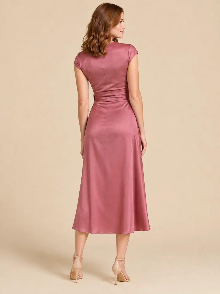 Trellis Rosette Wrap Midi Dress, back view
