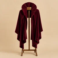 Velvet Fan-Collar Stole · Bordeaux, studio photo