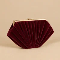 Velvet Fan Frame Clutch · Bordeaux, studio photo